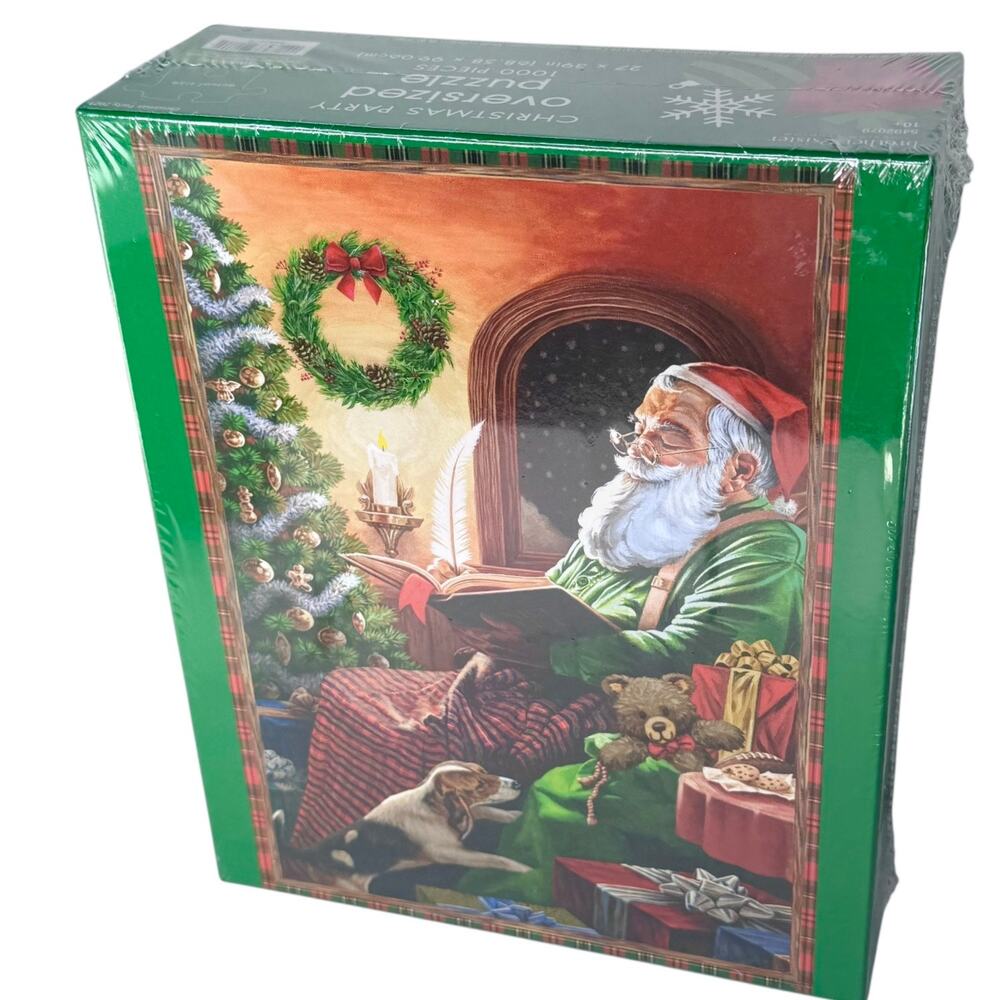 Oversized SANTA PUZZLE Green Christmas 1000 Piece Jigsaw 27"x39" Sealed NEW Box